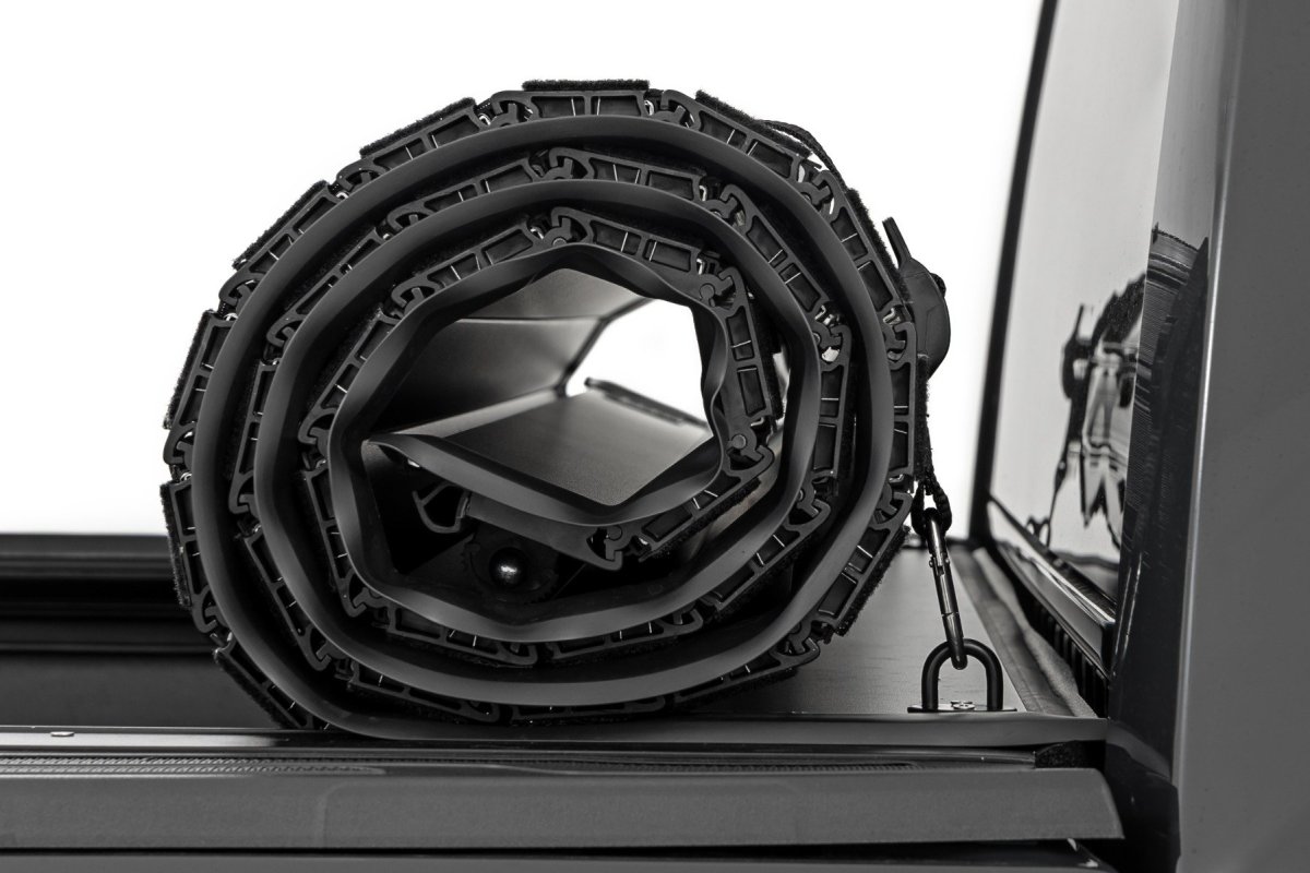 Toyota Tacoma Hard Roll Up Bed Cover - Rough Country - Sleek Flush, Low-Profile Design - Matte black - '24-'26